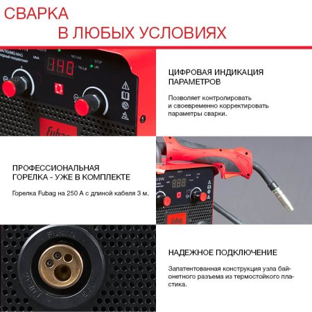 Полуавтомат сварочный FUBAG IRMIG 180 SYN с горелкой 250 А 3 м в комплекте в Мурманске фото