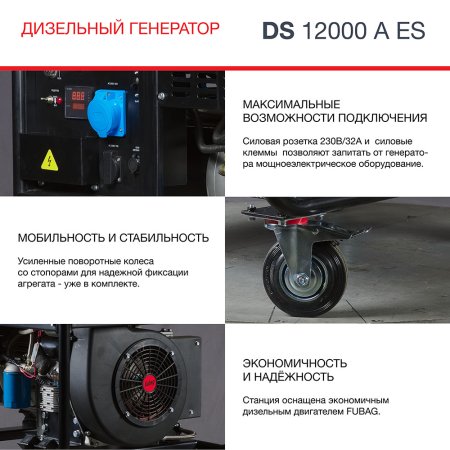 FUBAG Дизельный генератор с электростартером и коннектором автоматики DS 12000 A ES в Мурманске фото